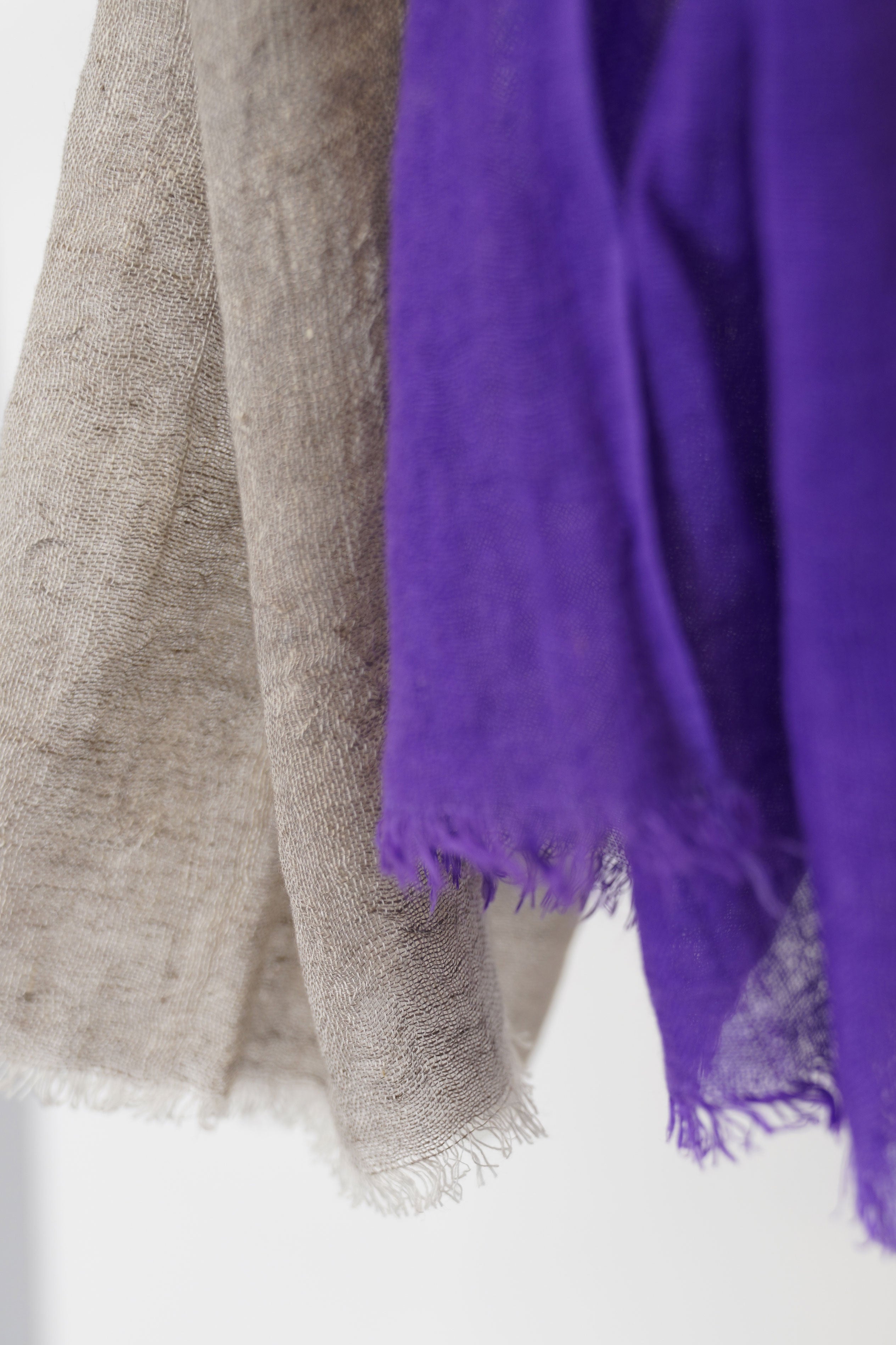 hand woven linen shawl purple grey petal