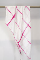 silk twill woven scarf pink white check