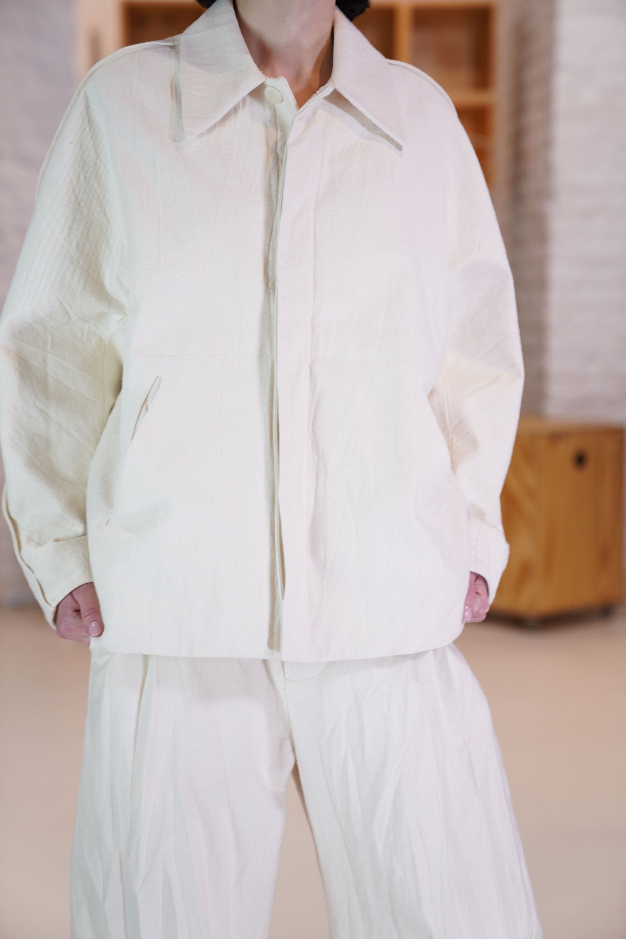 acrobat jacket creased cotton raw