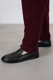 detail view of toogood gymast trousers port discreet slits at the cuffs