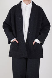 librarian cardigan felted wool charcoal