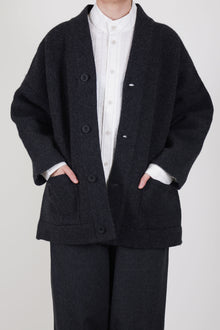 librarian cardigan felted wool charcoal