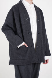 librarian cardigan felted wool charcoal