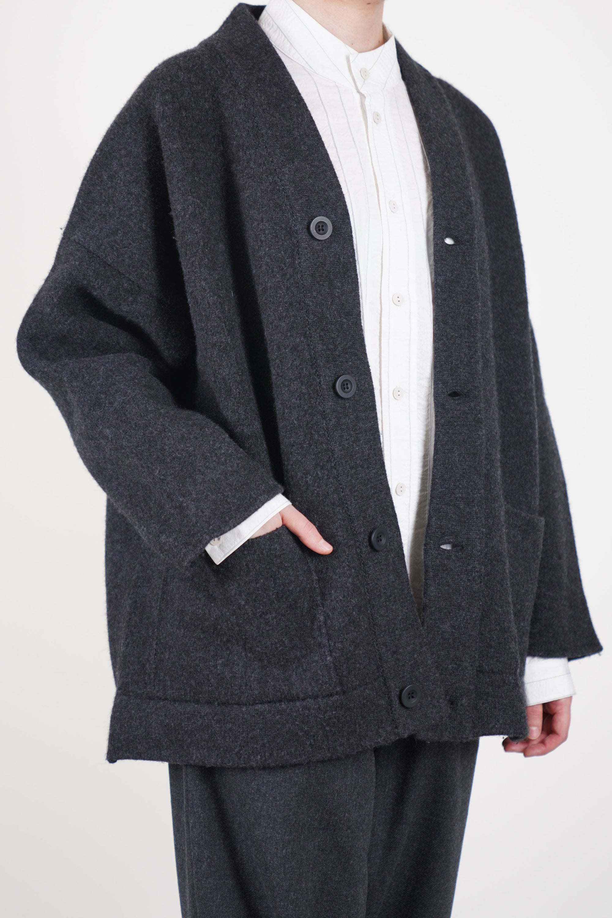 librarian cardigan felted wool charcoal