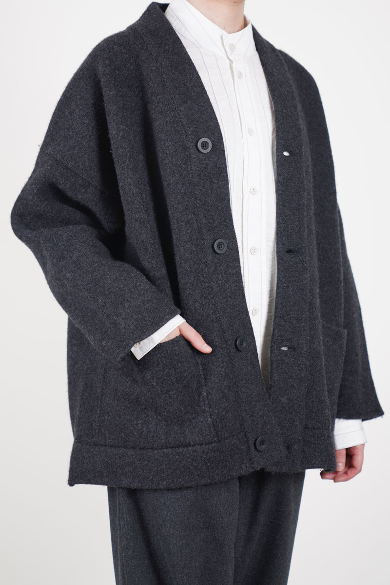 librarian cardigan felted wool charcoal