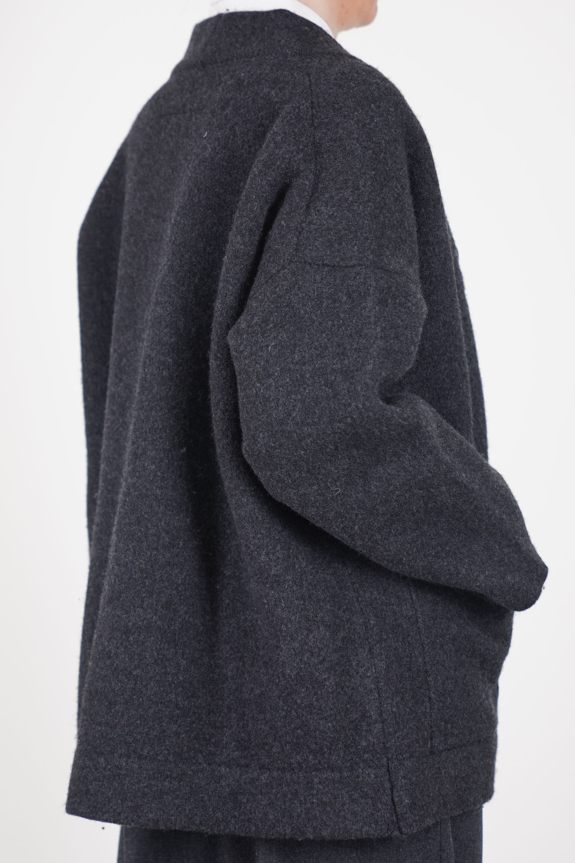 librarian cardigan felted wool charcoal