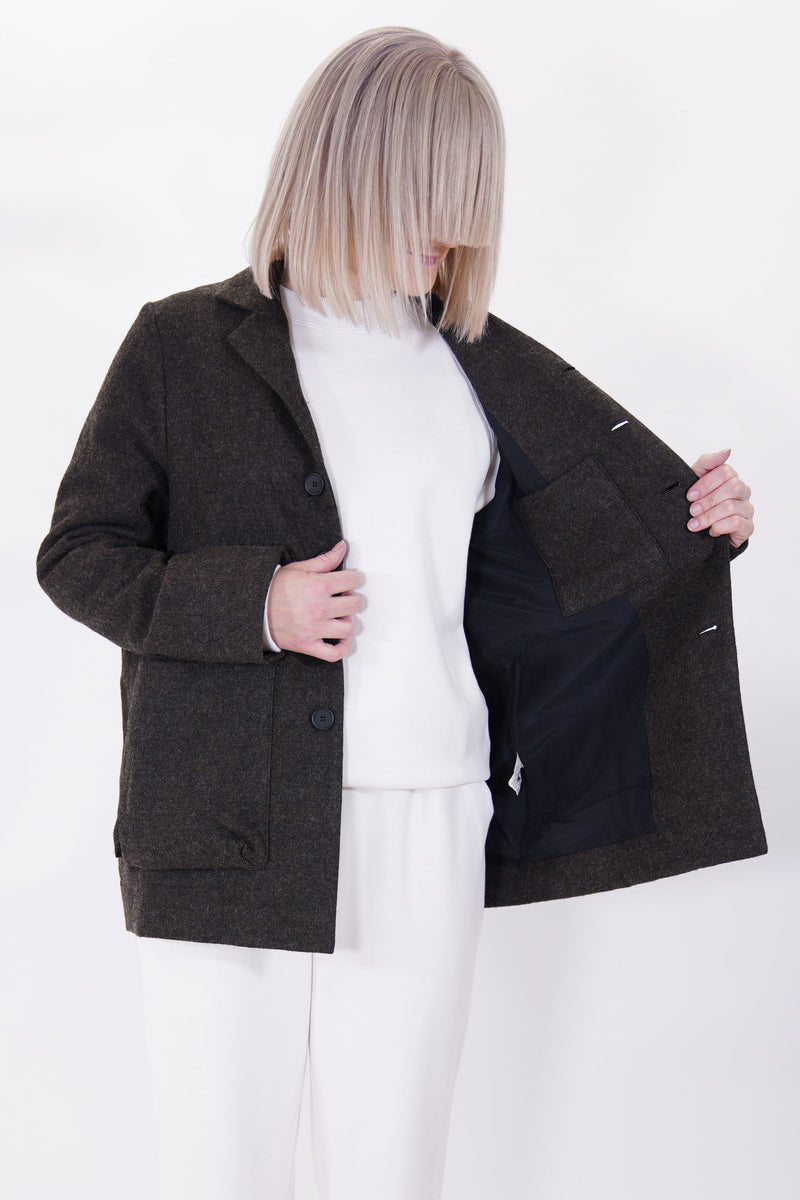 photographer jacket natural wool walnut