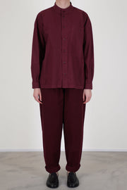 Relaxed Fit Boxy Physician Shirt Port by Toogood – Long Sleeve Poplin Shirt in Port with Yoke Detail and Buttoned Chest Pocket
