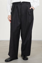 2 in-pleat baggy pants wool heather brown