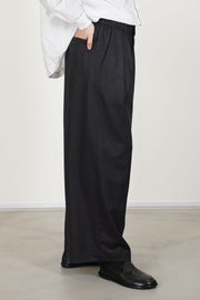 2 in-pleat baggy pants wool heather brown