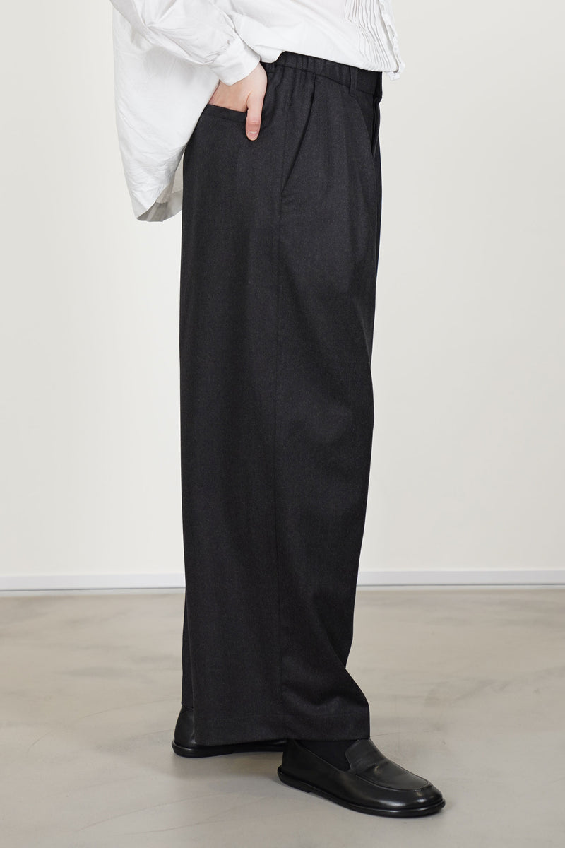 2 in-pleat baggy pants wool heather brown