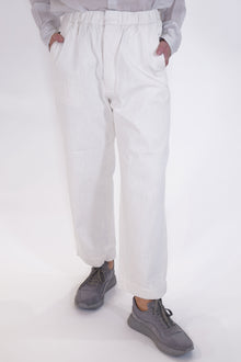 am41ip05 easy field trousers denim cloth white