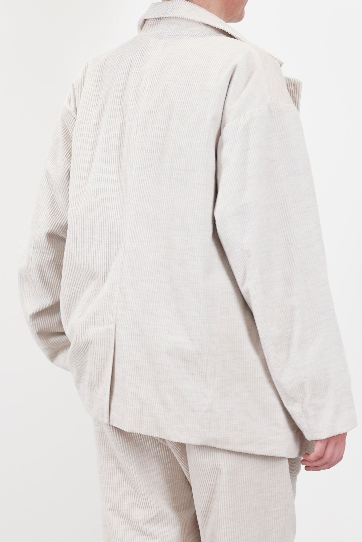 oversized button sack jacket corduroy heather oatmeal tm43rj01