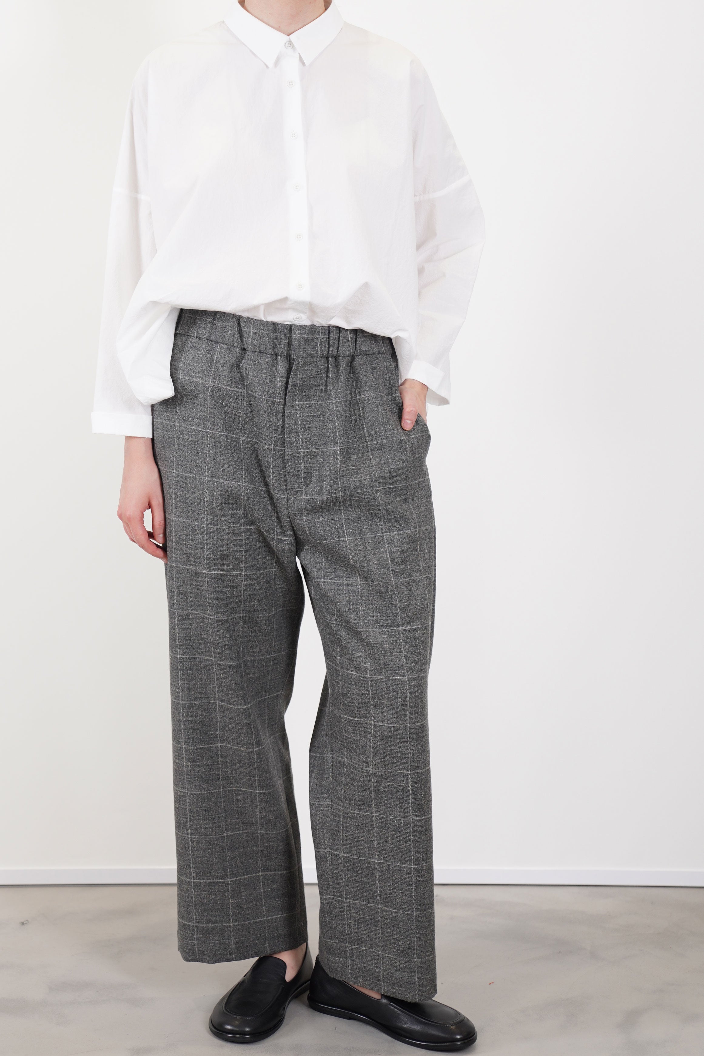 toujours easy trousers wool linen grey tm43op05 | carrousel the store