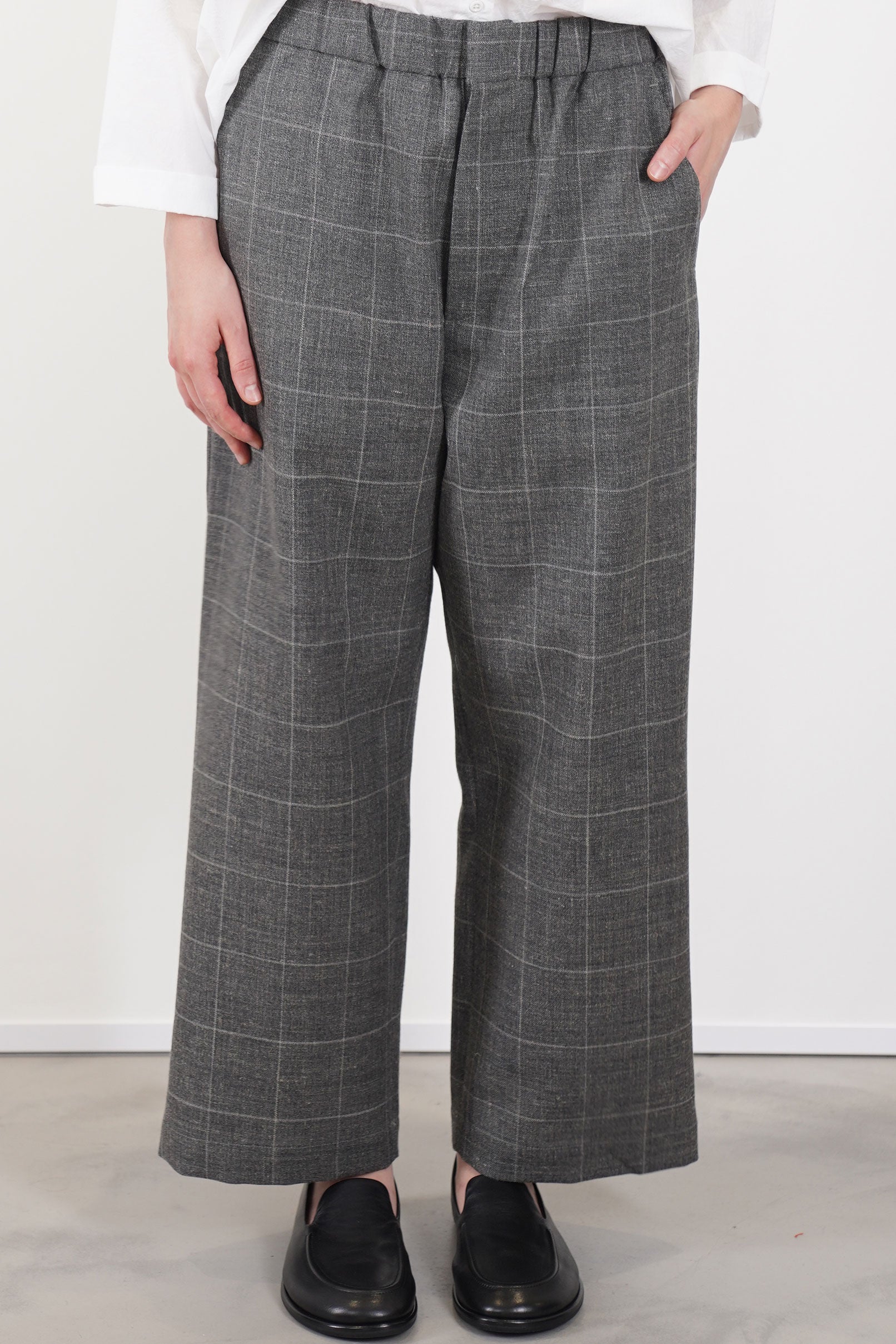 toujours easy trousers wool linen grey tm43op05 | carrousel the store