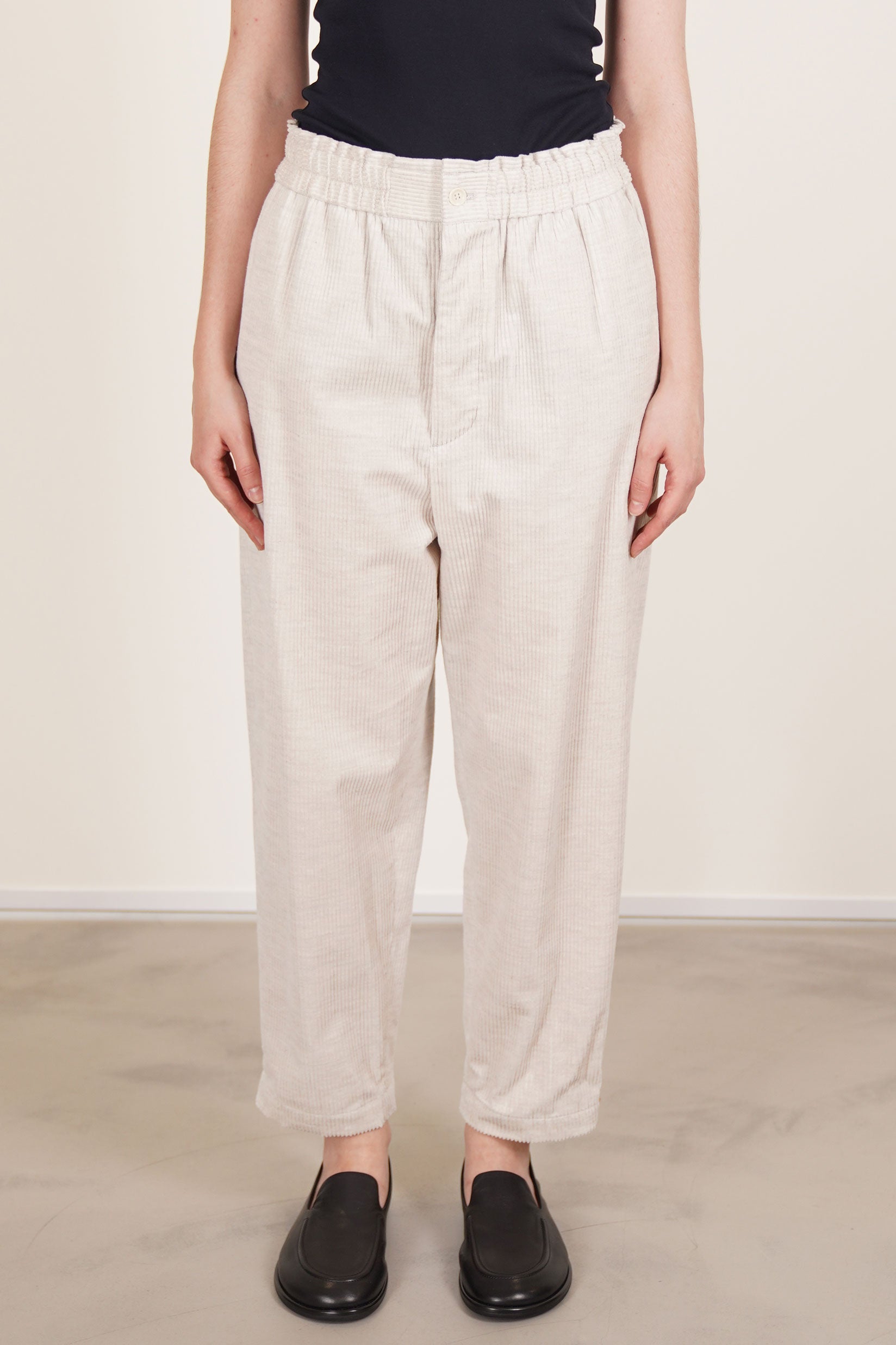 pegtop easy pants corduroy heather oatmeal tm43rp04