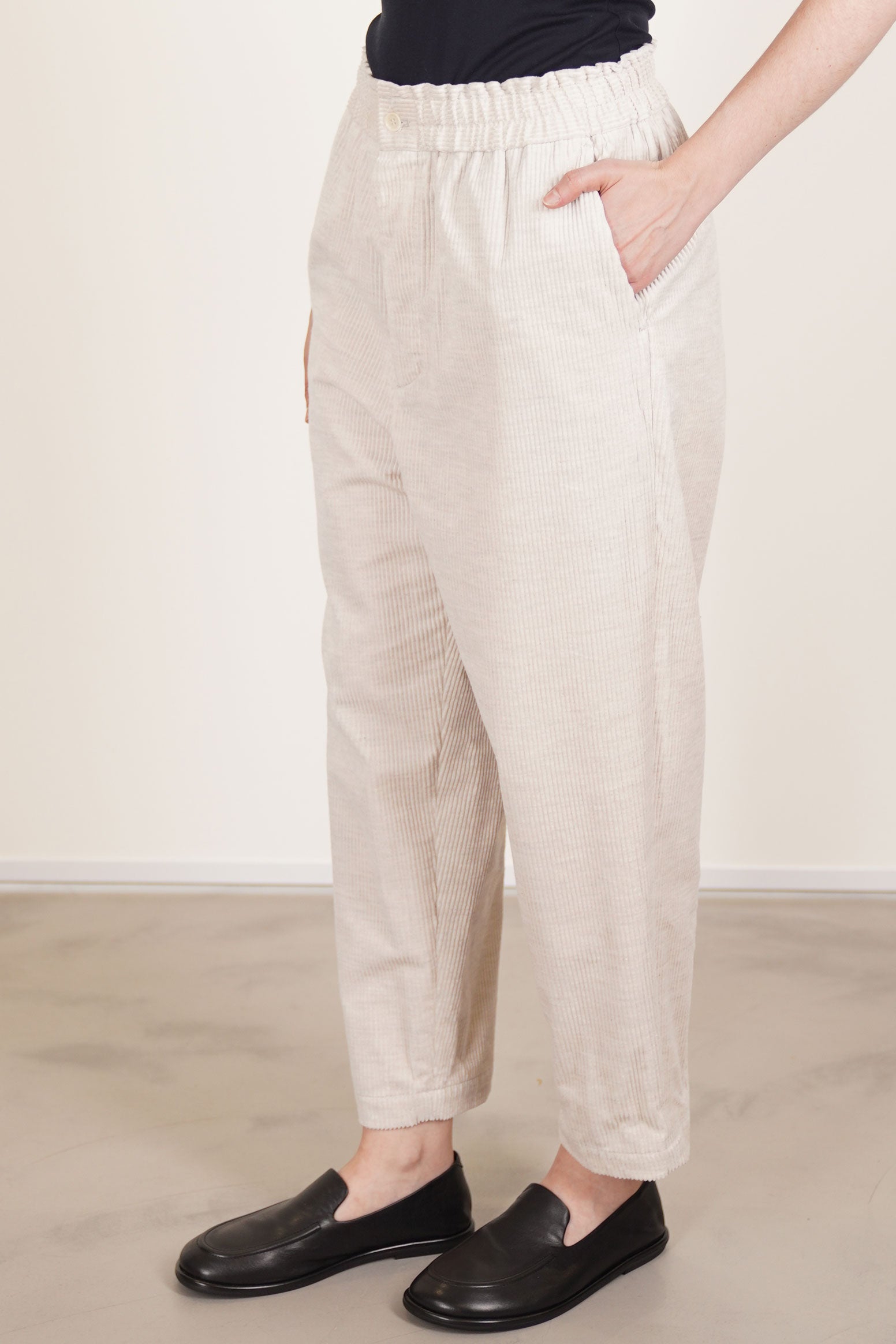 pegtop easy pants corduroy heather oatmeal tm43rp04