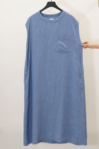 ym42sd04 big tank dress linen indigo blue