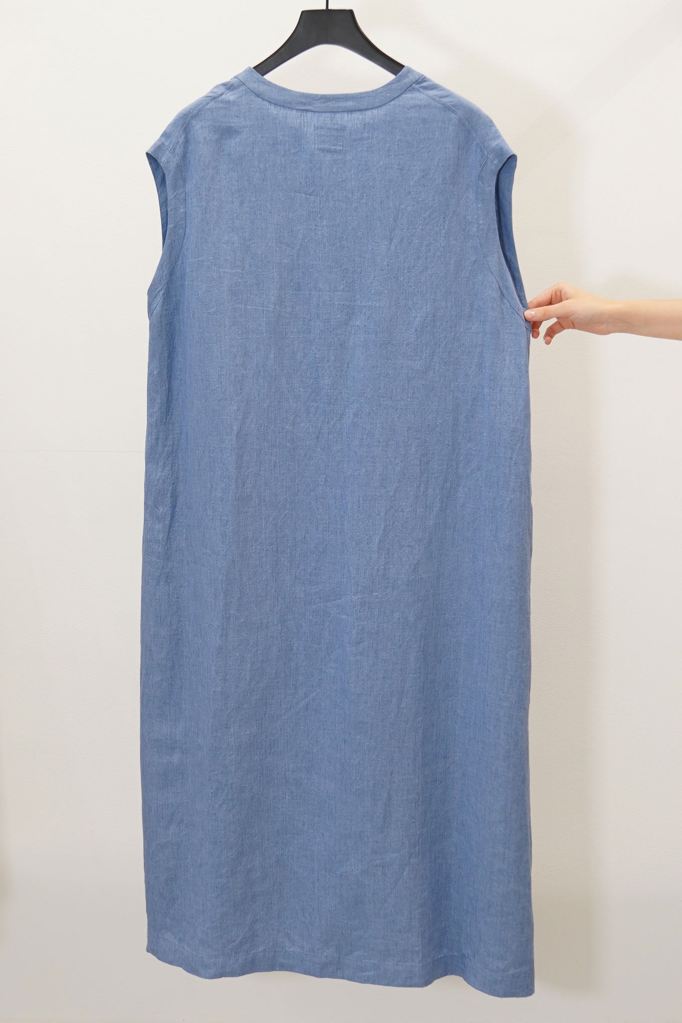 ym42sd04 big tank dress linen indigo blue