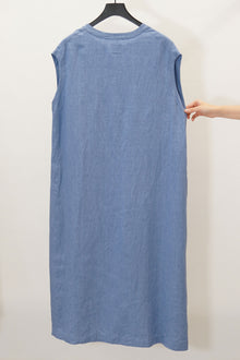 ym42sd04 big tank dress linen indigo blue