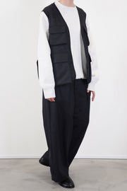 2 in-pleat baggy pants wool charcoal ym43kp03