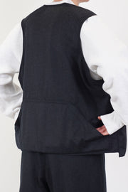 hunting utility long vest wool charcoal ym43kv02