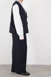 hunting utility long vest wool charcoal ym43kv02