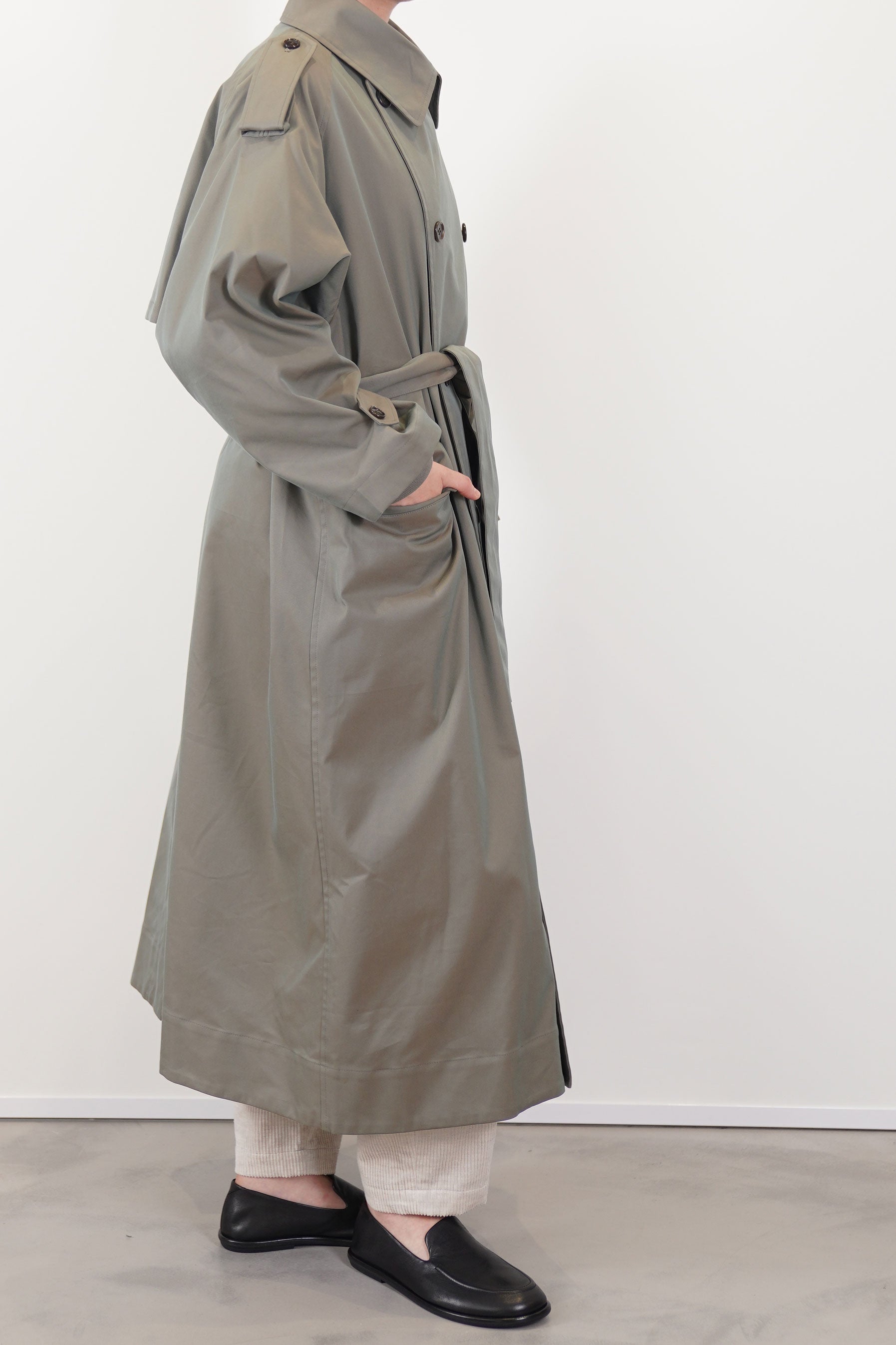 toujours trench maxi coat olive ym43nc01 | carrousel the store