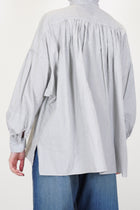 band collar ruffle shirt white grey ym43ps02