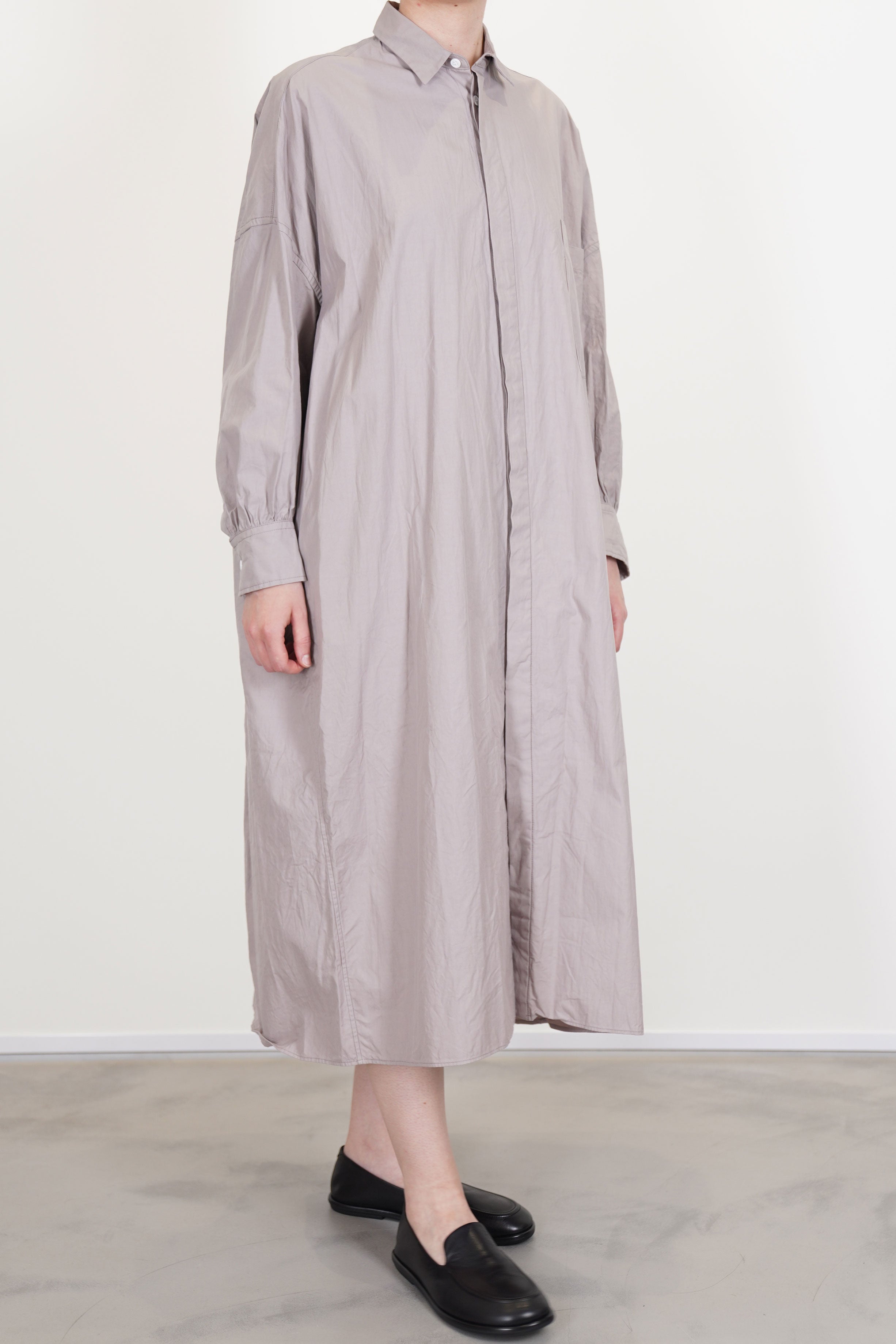 back side pleated shirt dress grayish rose ym43qd05