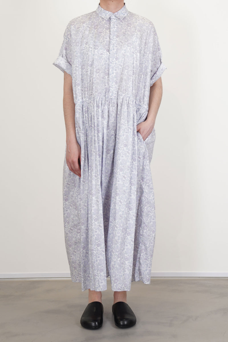 classic gathered dress smoke lilac