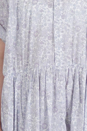 classic gathered dress smoke lilac