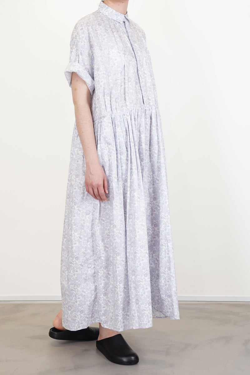 classic gathered dress smoke lilac