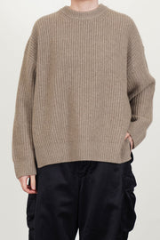 crew neck big pullover cashmere natural