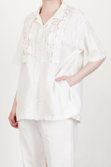 frilll shirt silk ivory