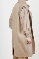 high neck cashmere gilet coat camel