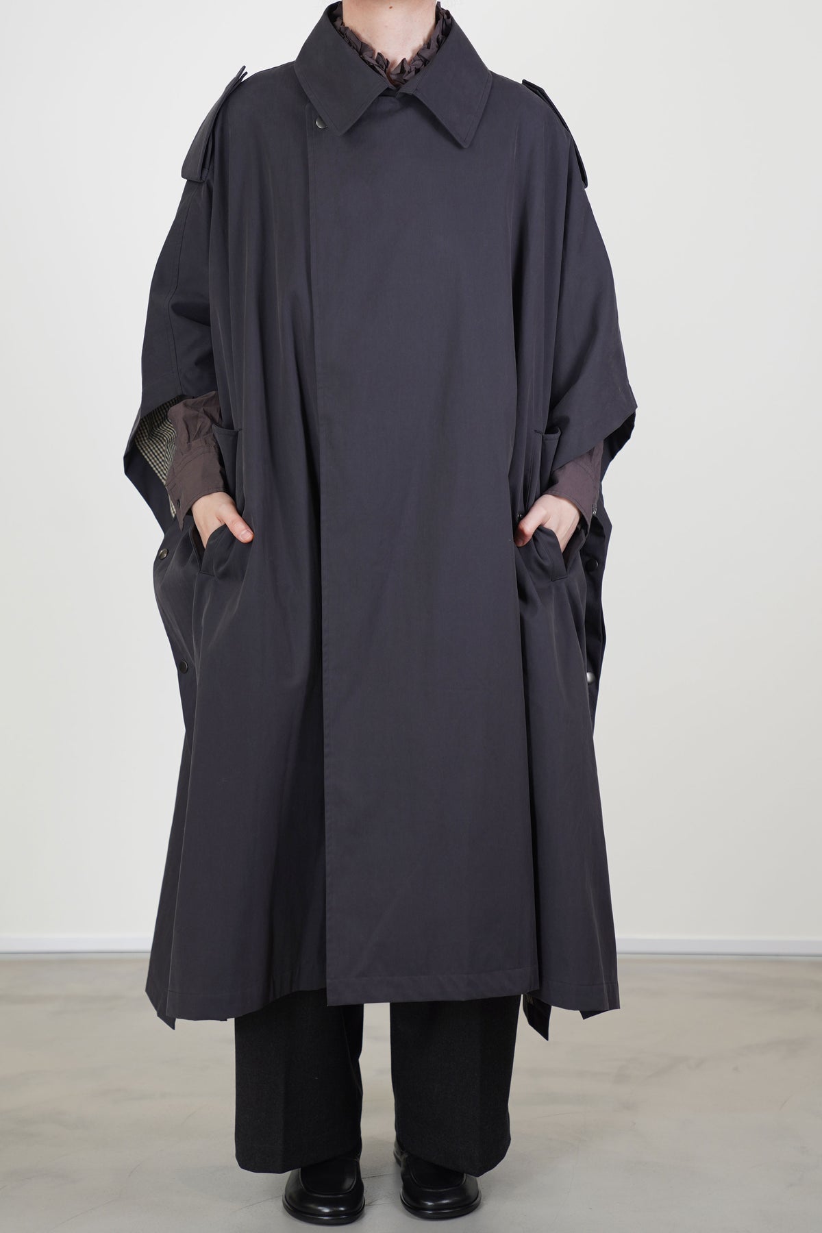 military poncho coat charcoal navy