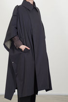 military poncho coat charcoal navy