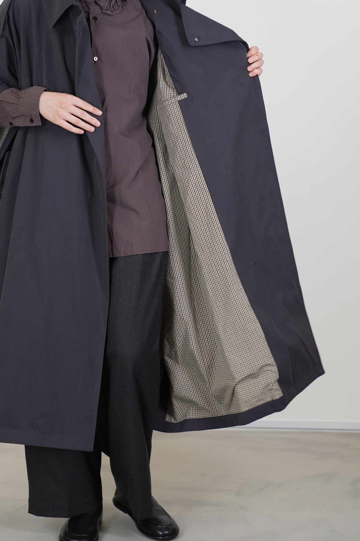 military poncho coat charcoal navy