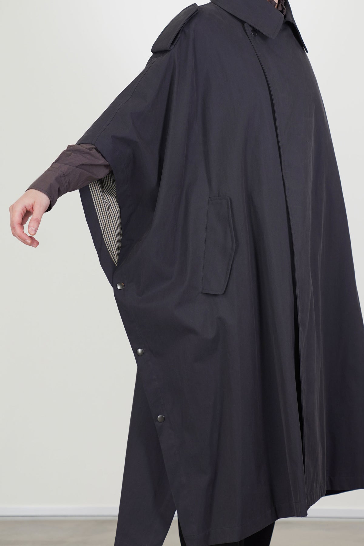 military poncho coat charcoal navy