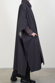 military poncho coat charcoal navy