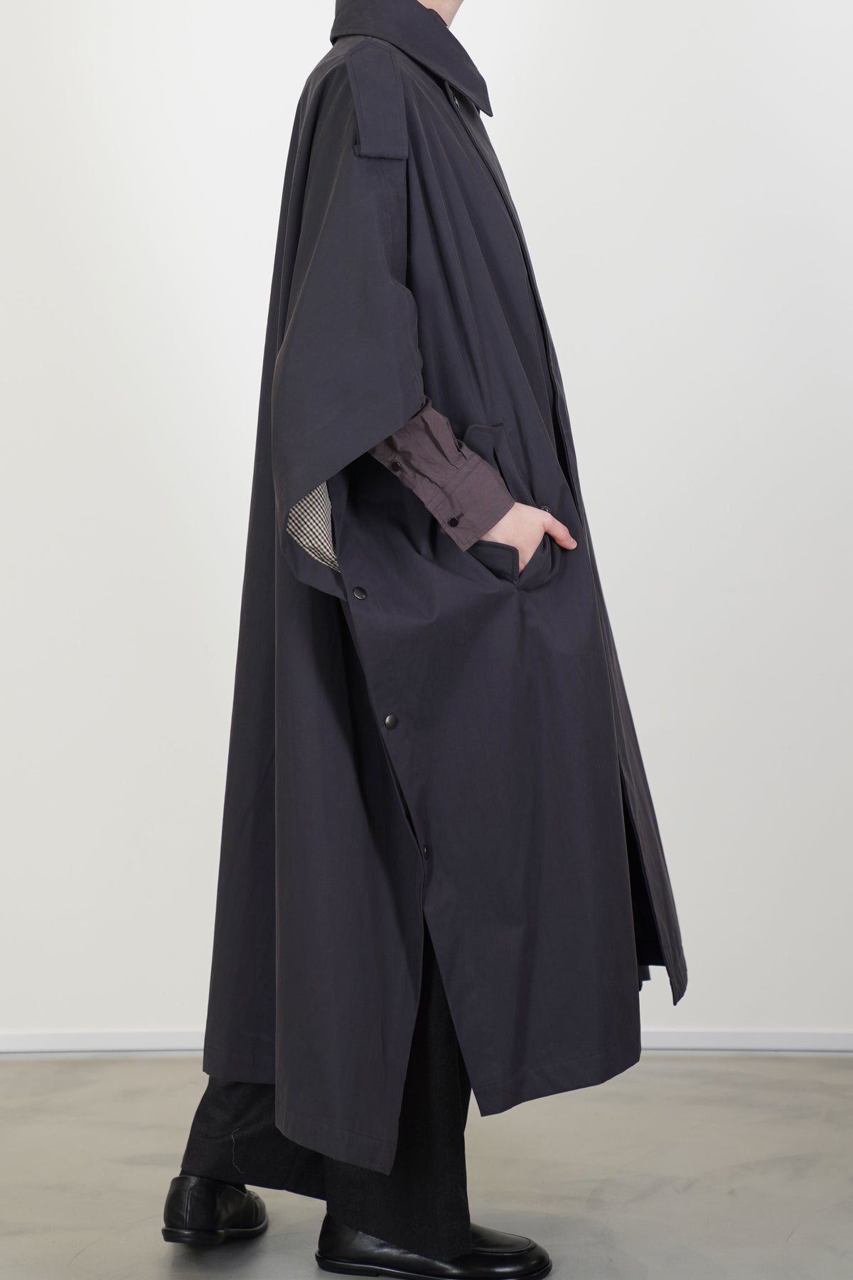 military poncho coat charcoal navy