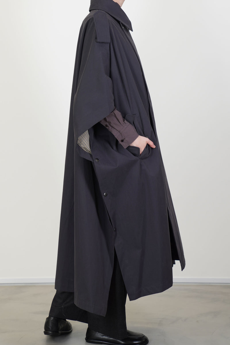 military poncho coat charcoal navy