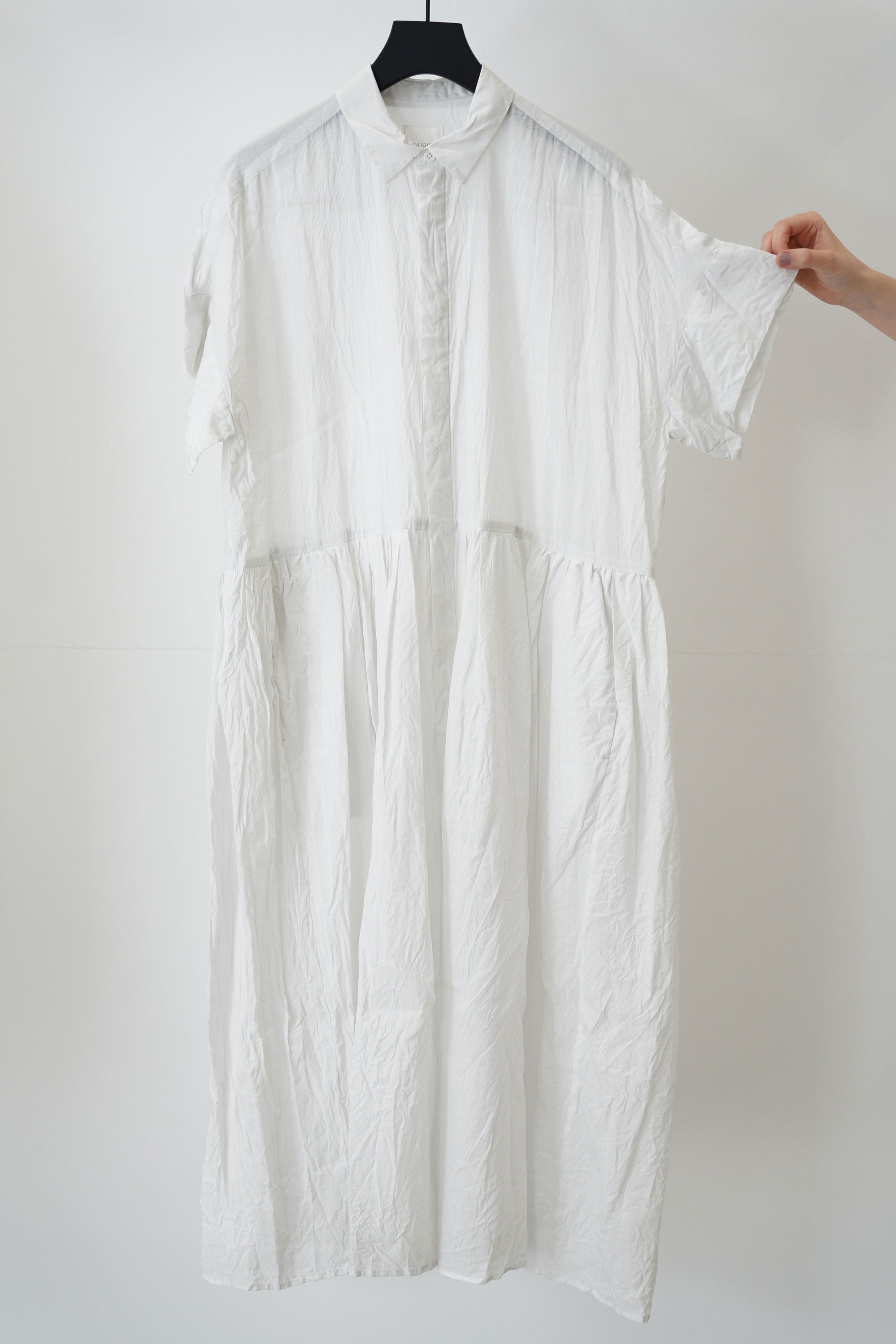mm42ed04 cuff sleeve shirt dress smoke gray