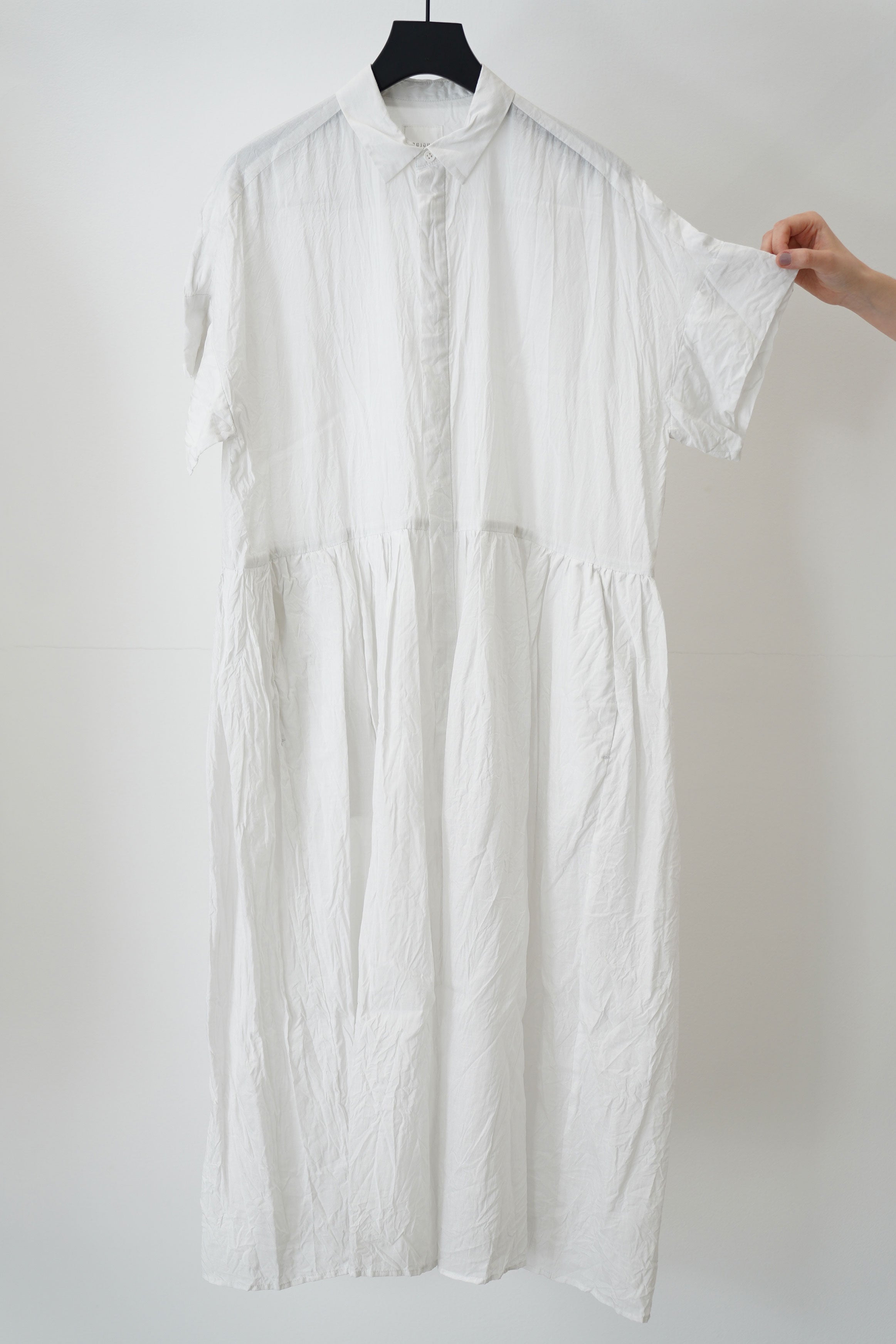 mm42ed04 cuff sleeve shirt dress smoke gray