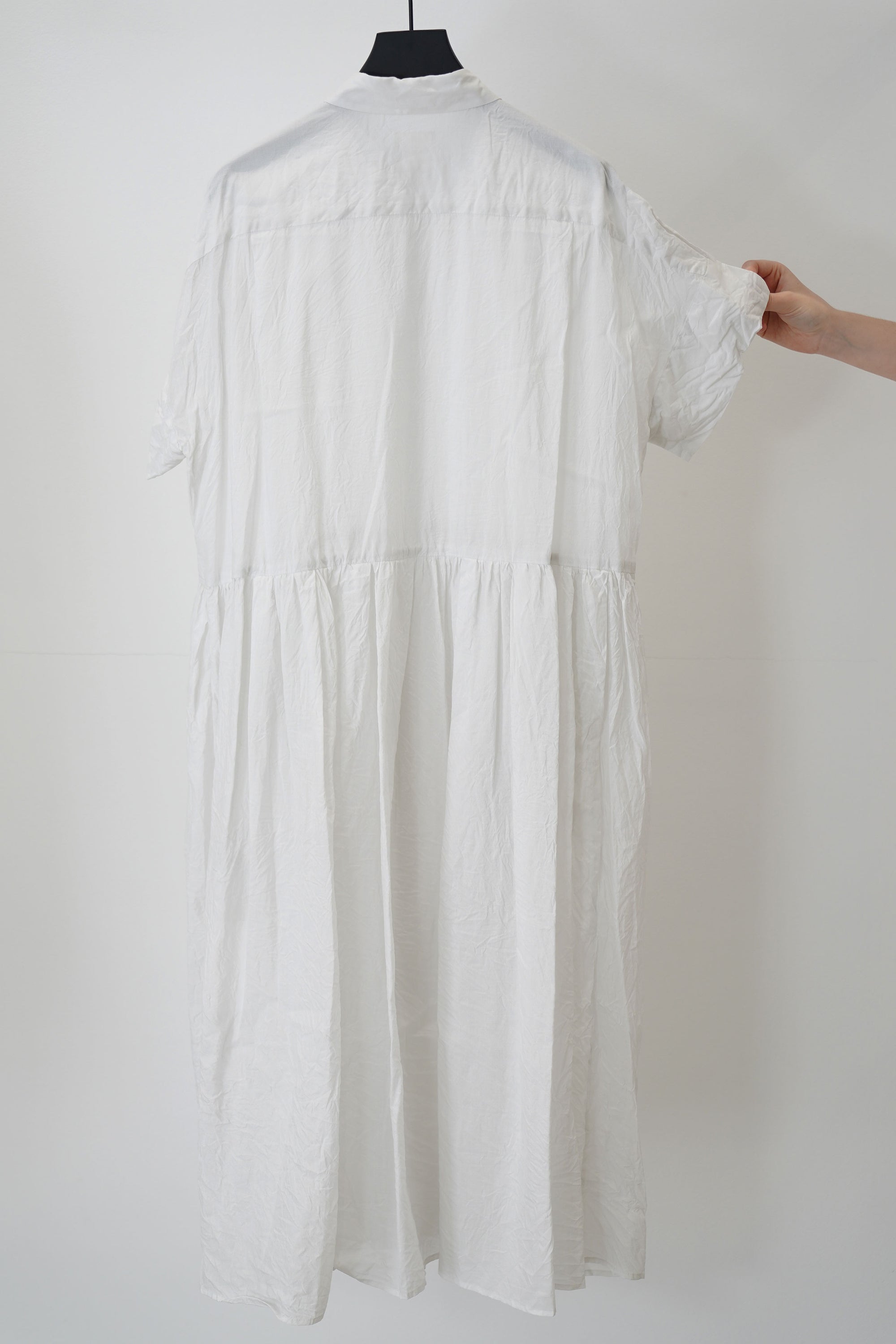 mm42ed04 cuff sleeve shirt dress smoke gray