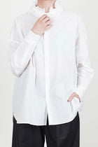 neck ruffle shirt cotton white