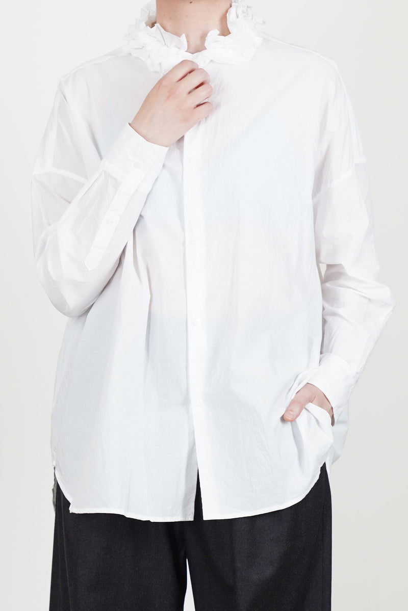 neck ruffle shirt cotton white