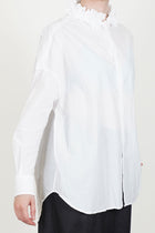 neck ruffle shirt cotton white