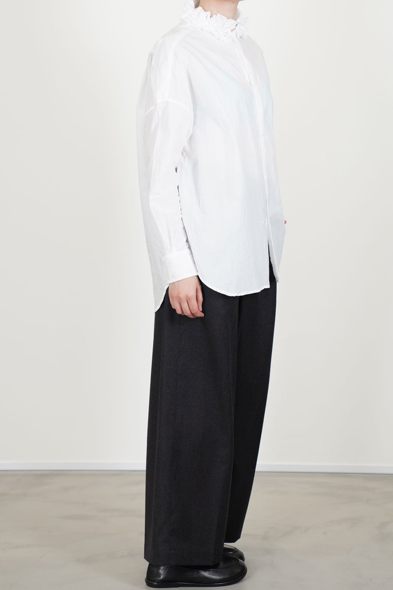 neck ruffle shirt cotton white